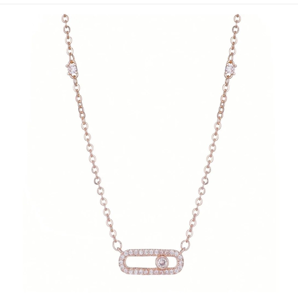 14k Rose Gold Plated Adjustable Dancing Stone Necklace
